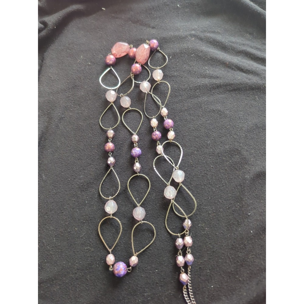 Premier Designs‎ Rhapsody Purple & Pink Beaded Hoop Necklace